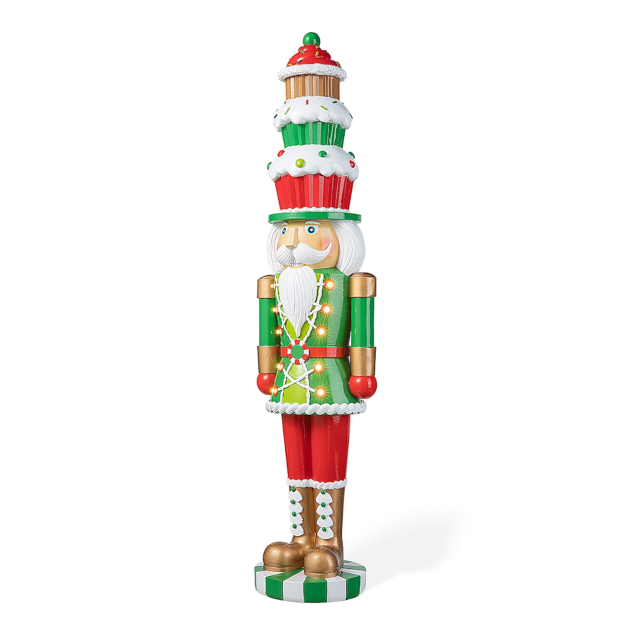 Glitzhome® 28" Pre-Lit Christmas Nutcracker Porch Décor with Timer